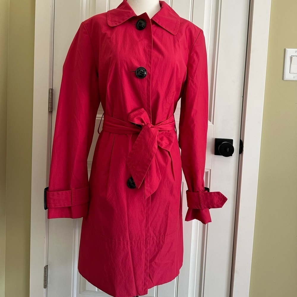 Belted Trench Coat Women’s Medium Magenta Pink Red